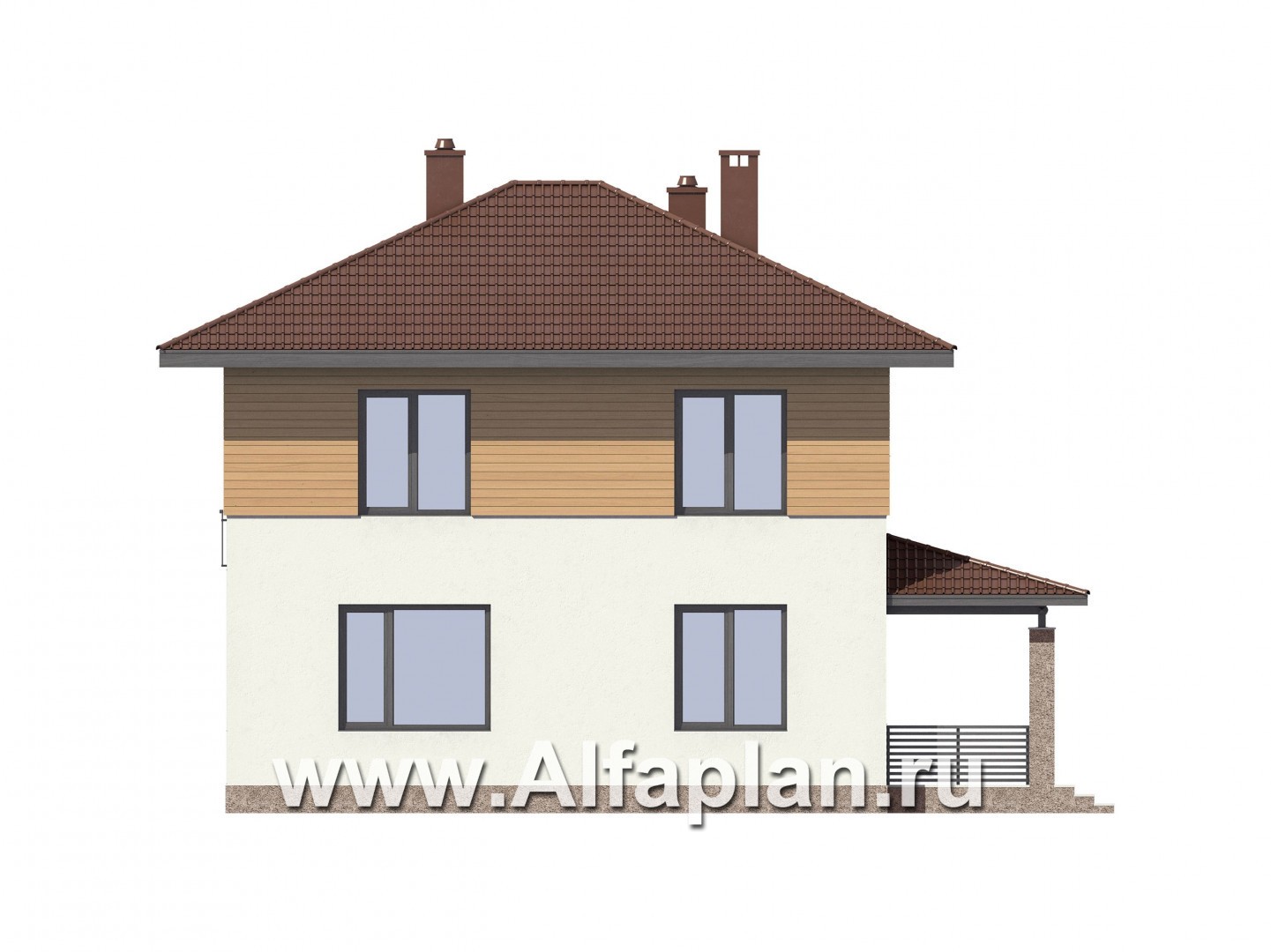 Проекты домов Альфаплан - Двухэтажный экономичный и компактный дом - изображение фасада №2