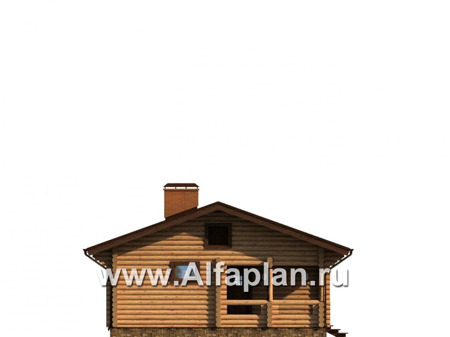 Проекты домов Альфаплан - Одноэтажный бревенчатый дом для отдыха - изображение фасада №3