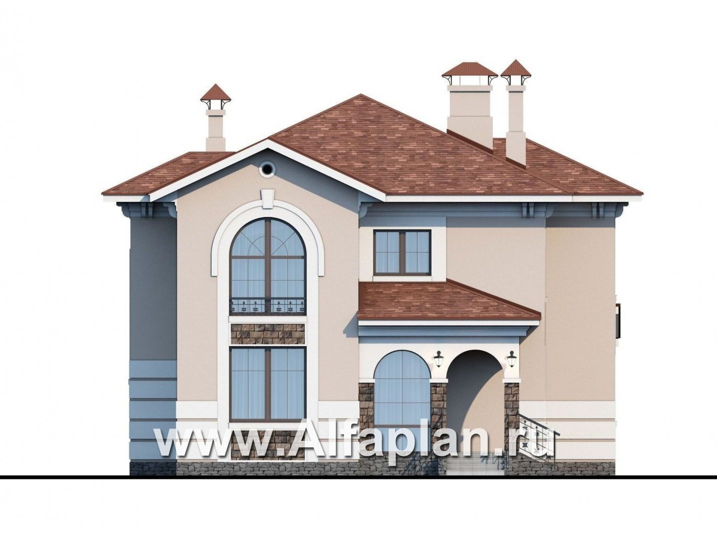 Проекты домов Альфаплан - «Белоостров»-  коттедж с удобной планировкой - изображение фасада №1