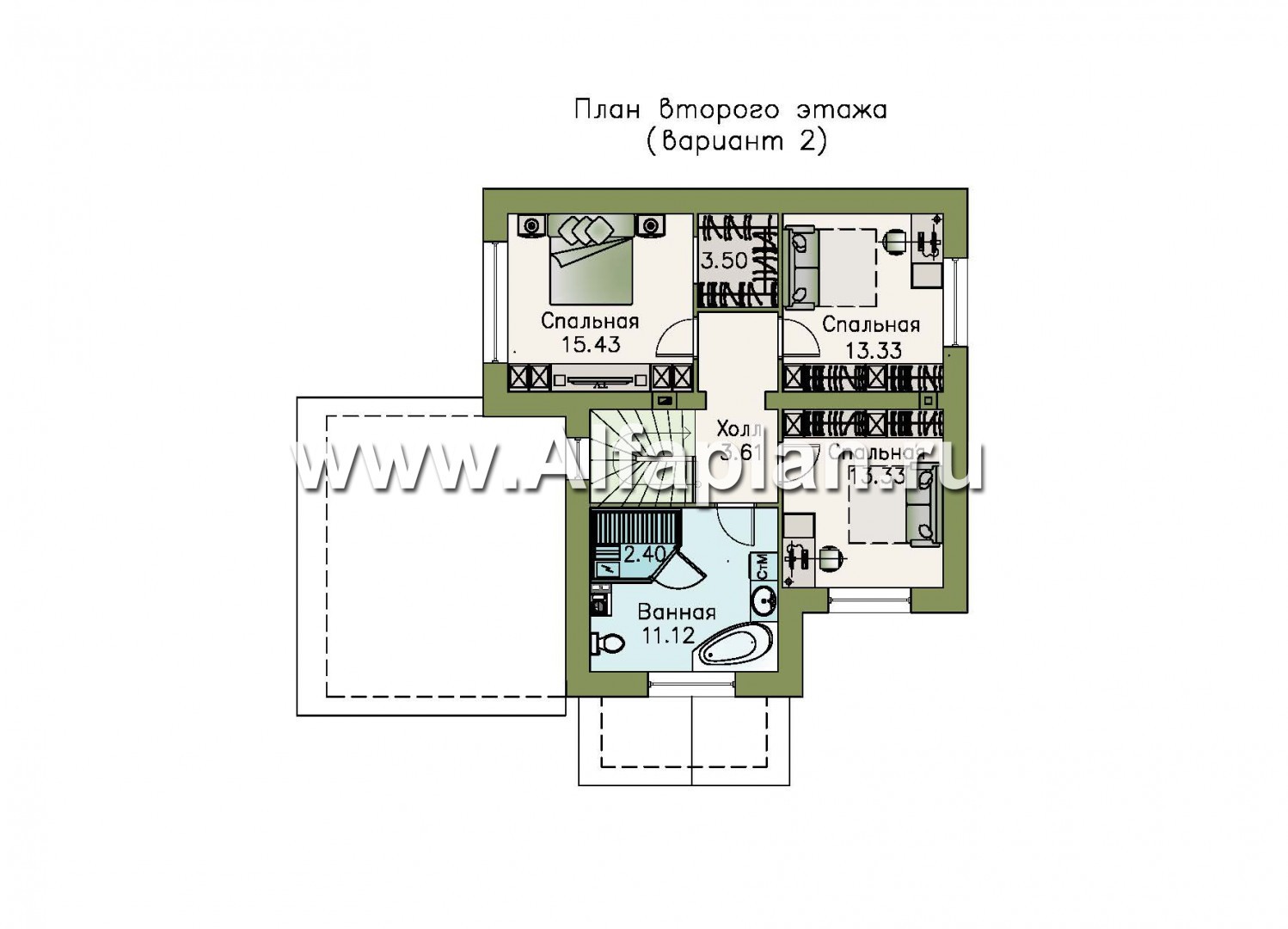 Проекты домов Альфаплан - «Линия жизни» - удобный дом для небольшой семьи - план проекта №3