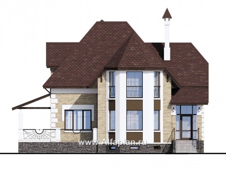 «Клио Плюс» - проект дома с мансардой, с эркером и с террасой, с  цокольным этажом - превью фасада дома