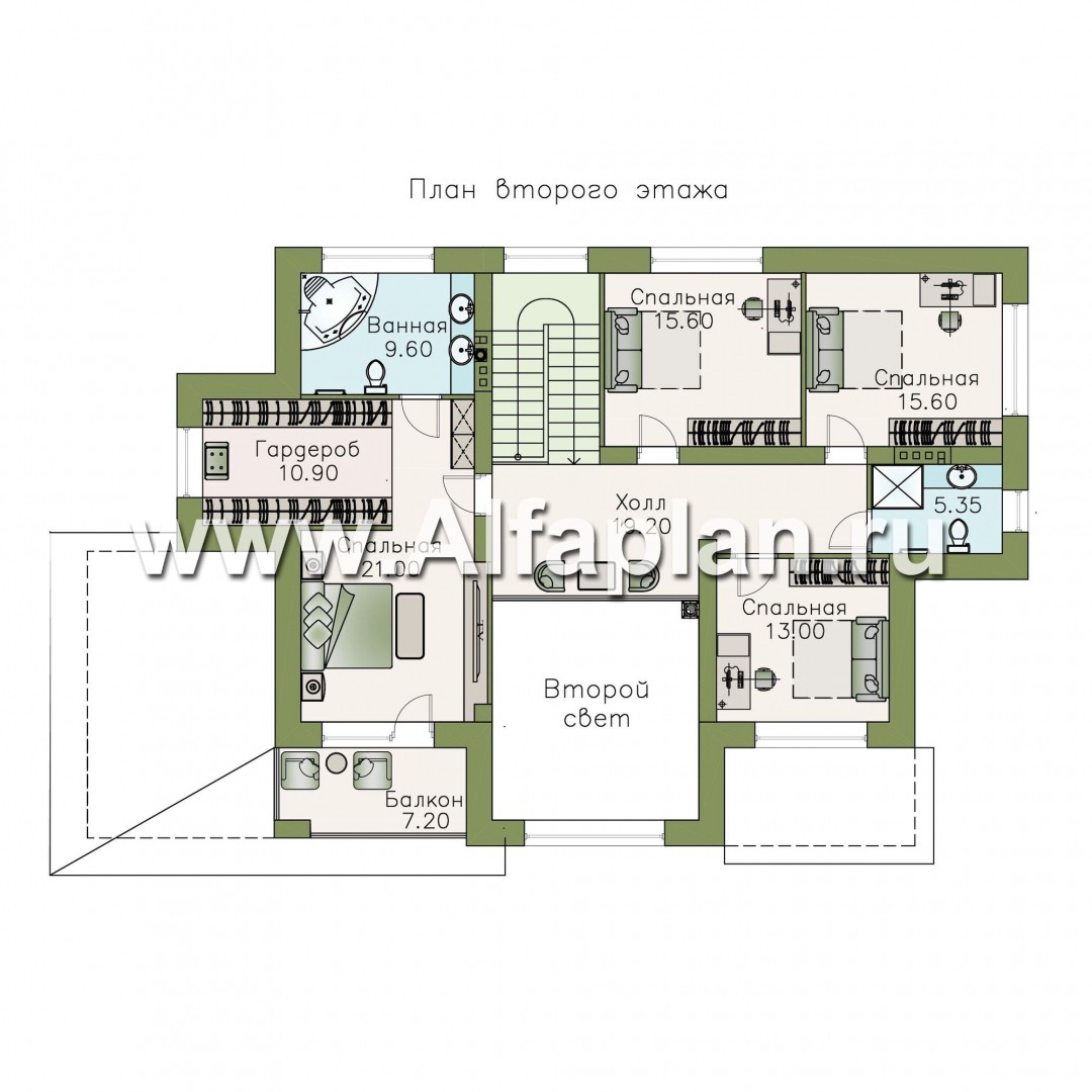 Проекты домов Альфаплан - «Арно» - классический особняк с двусветной столовой - план проекта №4