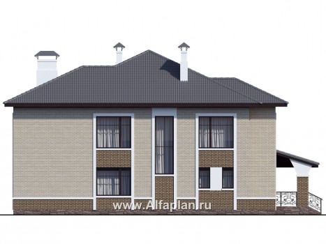 Проекты домов Альфаплан - «Арно» - классический особняк с двусветной столовой - превью фасада №4
