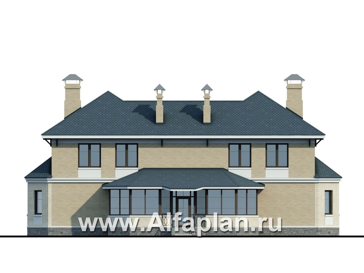 Проекты домов Альфаплан - «Эйваро плюс»- двухквартирный коттедж для близких родственников - изображение фасада №4