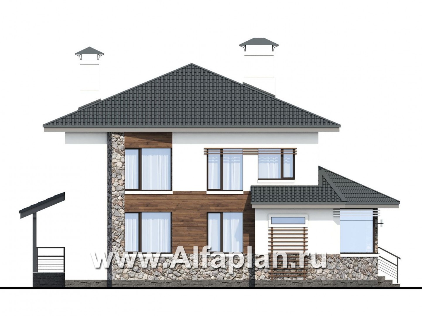 Проекты домов Альфаплан - Здание управления коттеджного поселка - изображение фасада №3