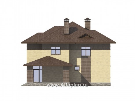 Проекты домов Альфаплан - Комфортный современный коттедж с навесом для машины - превью фасада №4