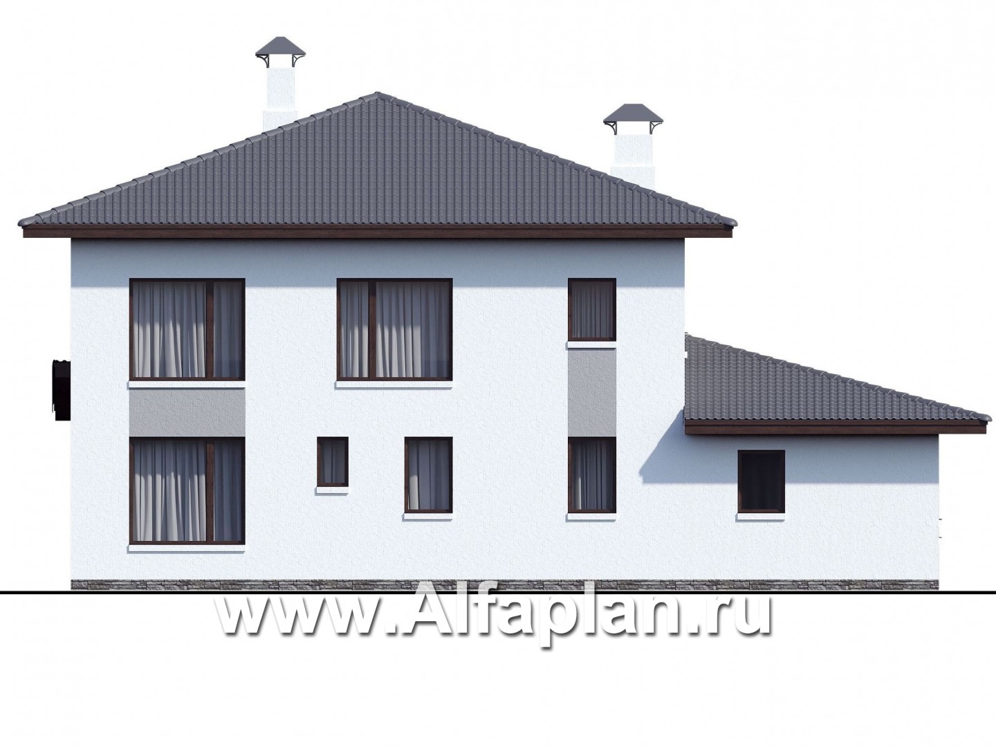 Проекты домов Альфаплан - «Пикассо» - изящный дом с террасой и балконом - изображение фасада №4