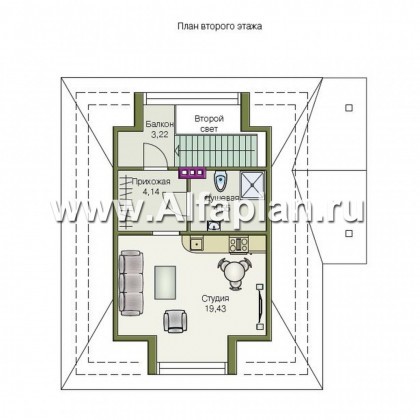 Проекты домов Альфаплан - Баня со студией в мансарде - превью плана проекта №2
