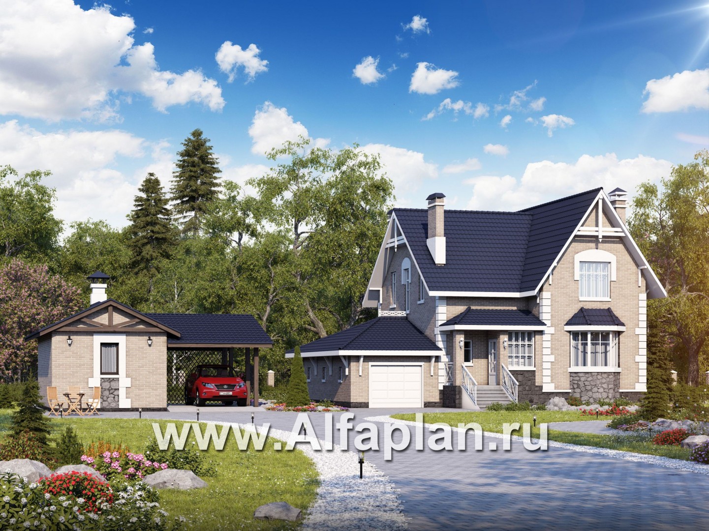 Проекты домов Альфаплан - «Ретростилиса»_ДУО - основное изображение