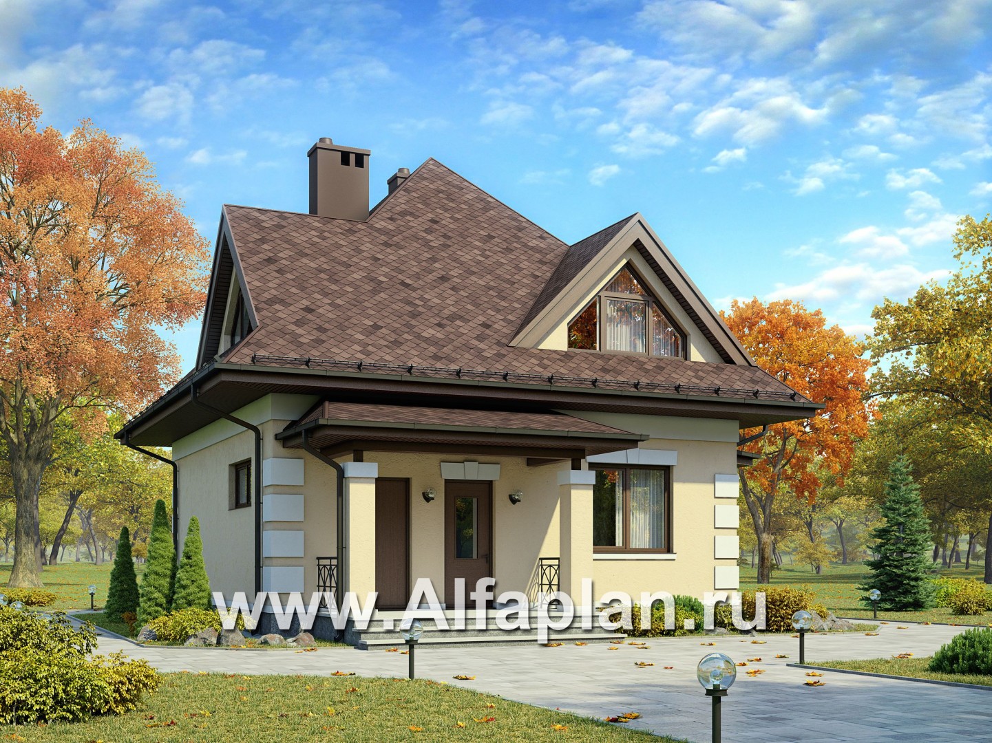 Проекты домов Альфаплан - Компактный мансардный дом из газобетона - дополнительное изображение №1