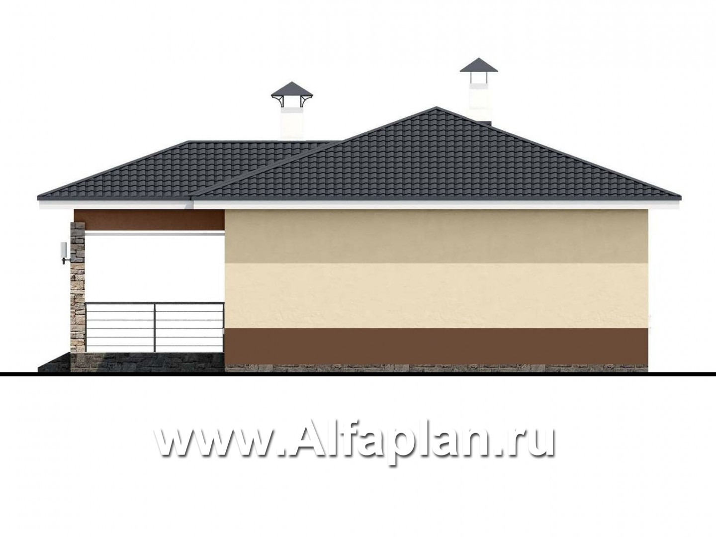 Проекты домов Альфаплан - «Мелета» - компактный и уютный одноэтажный дом с тремя спальнями - изображение фасада №4