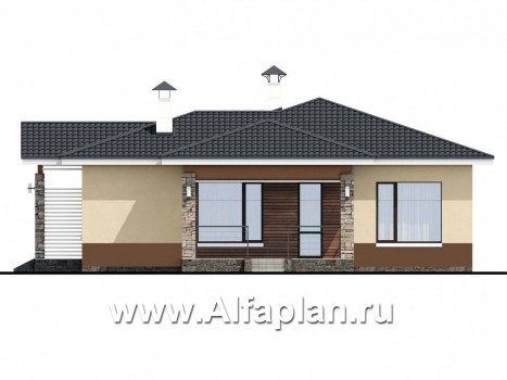 Проекты домов Альфаплан - «Мелета» - компактный и уютный одноэтажный дом с тремя спальнями - превью фасада №2