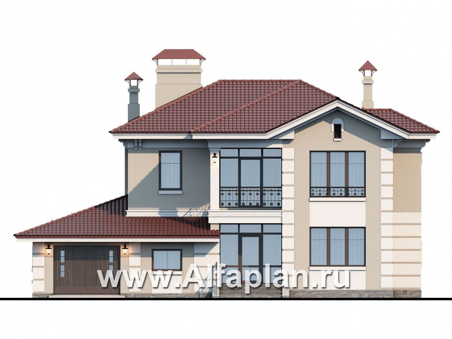Проекты домов Альфаплан - «Репутация» - красивый дом с удобной планировкой - изображение фасада №1