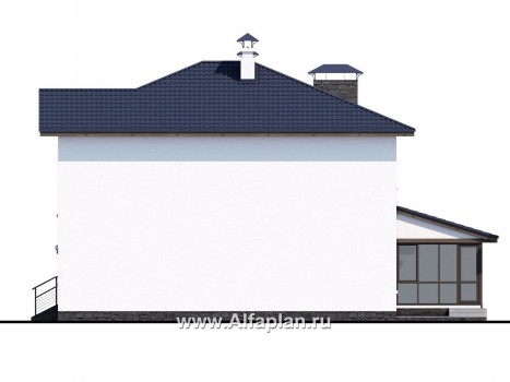 Проекты домов Альфаплан - «Седьмая высота» - современный коттедж с гаражом и просторной верандой - превью фасада №2