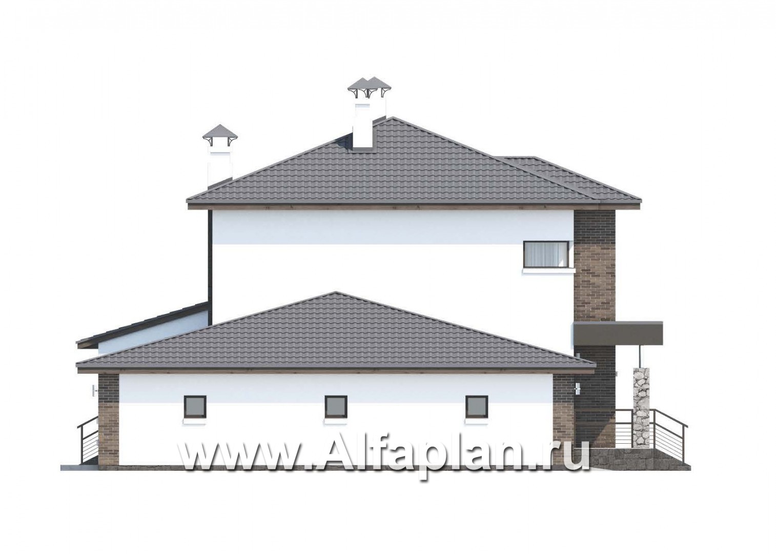 Проекты домов Альфаплан - «Приоритет» - современный экономичный дом с гаражом - изображение фасада №3