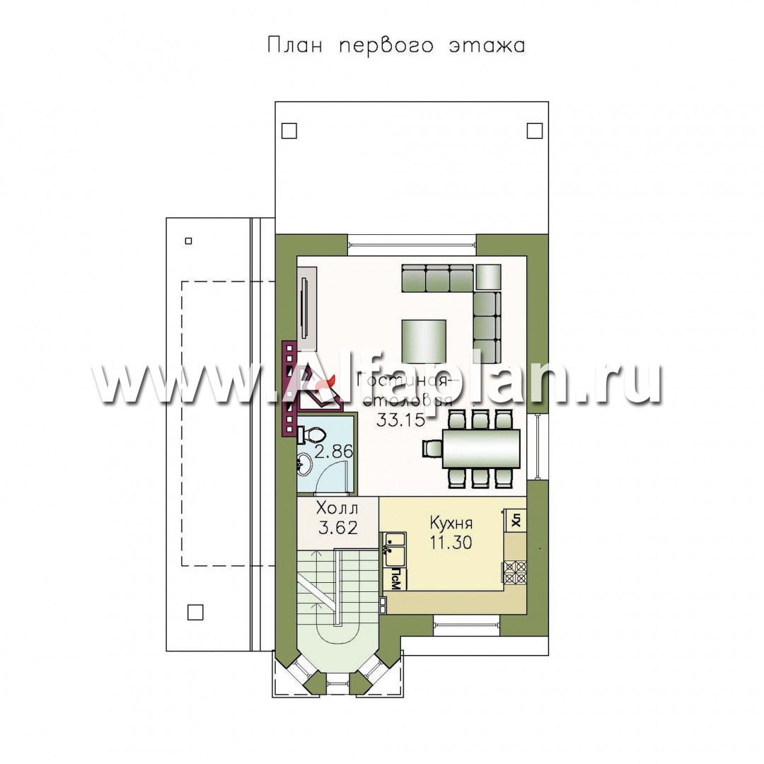 Проекты домов Альфаплан - Компактный и вместительный загородный дом - план проекта №2