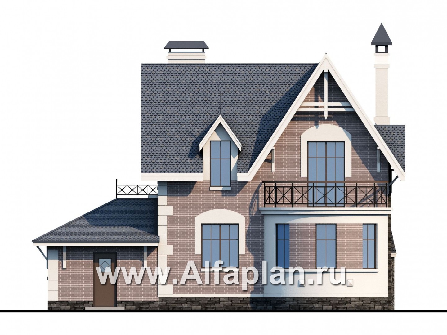Проекты домов Альфаплан - «Стелла» - компактный дом с гаражом для маленького участка - изображение фасада №4