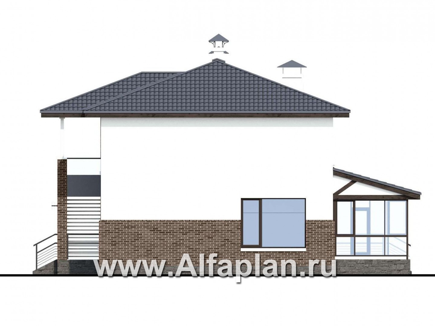 Проекты домов Альфаплан - «Орбита» - современный и удобный, компактный дом - изображение фасада №2