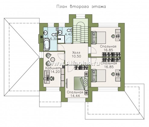 Проекты домов Альфаплан - «Арт-Нуво» - респектабельный коттедж с гаражом в стиле модерн - превью плана проекта №2