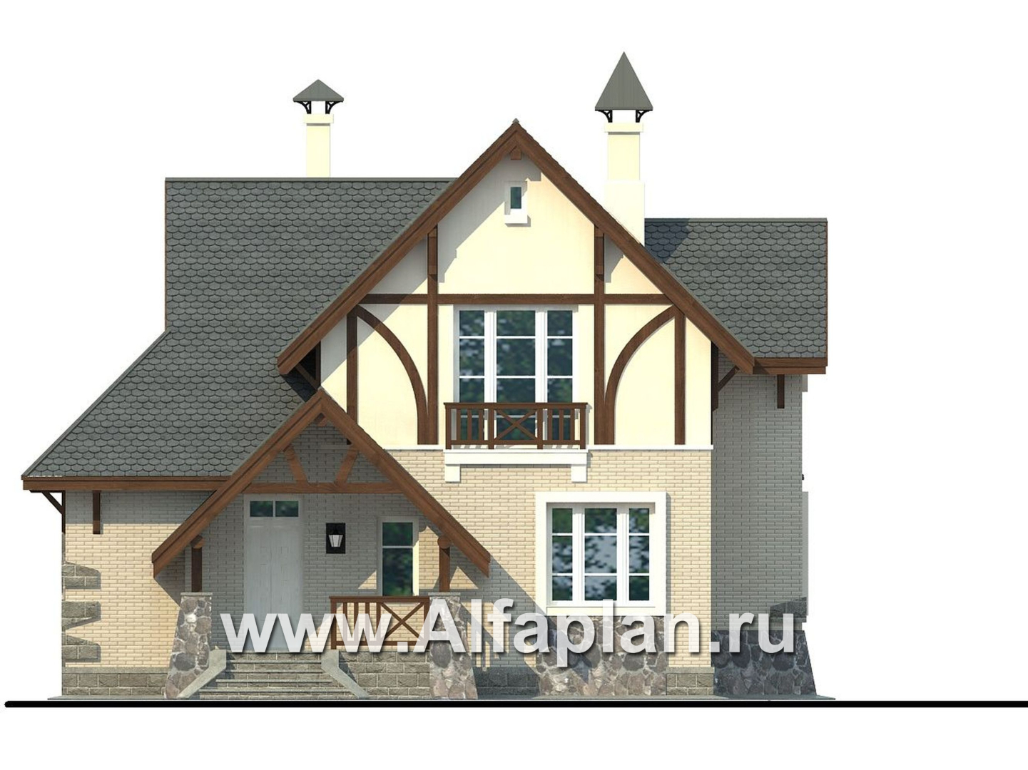 Проекты домов Альфаплан - «Альпенхаус» - альпийское шале - изображение фасада №1