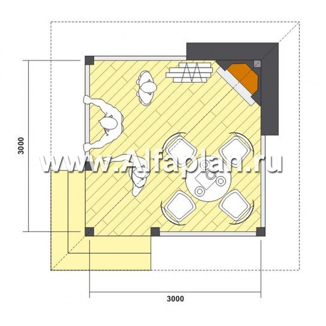 Проекты домов Альфаплан - Угловая беседка для маленького участка - изображение плана проекта №1