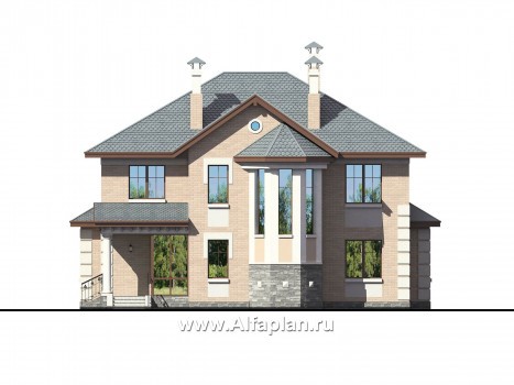 «Монплезир» - проект двухэтажного дома,с эркером и с террасой - превью фасада дома