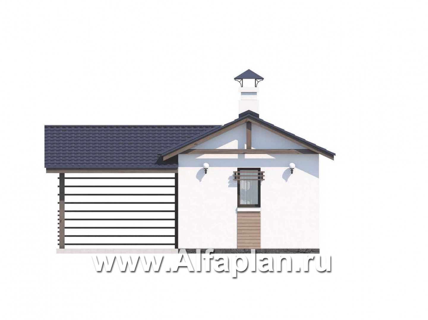 Проекты домов Альфаплан - Проект хозяйственного блока, для небольшого участка - изображение фасада №1