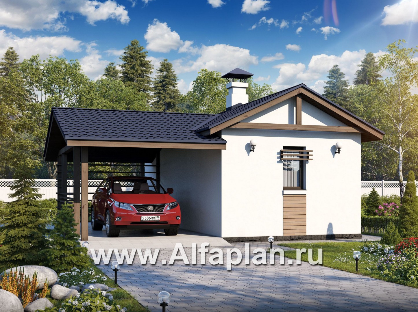Проекты домов Альфаплан - Проект хозяйственного блока, для небольшого участка - основное изображение
