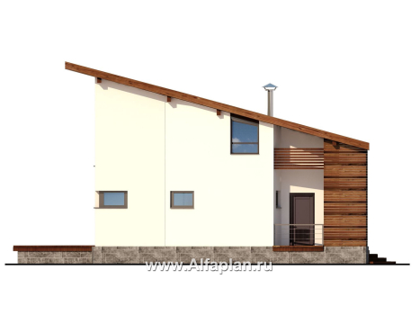 Проект дома с мансардой, с сауной и с террасой, со вторым светом гостиной, в скандинавском стиле - превью фасада дома