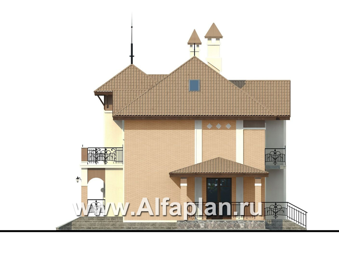Проекты домов Альфаплан - «Разумовский» - красивый коттедж с элементами стиля модерн - изображение фасада №2