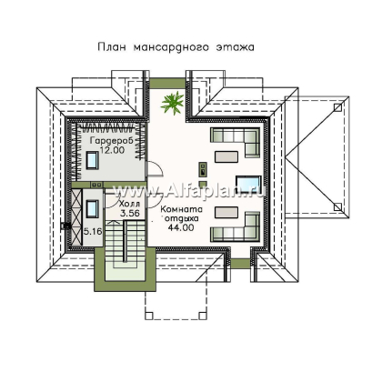 Проекты домов Альфаплан - «Разумовский» - красивый коттедж с элементами стиля модерн - превью плана проекта №3