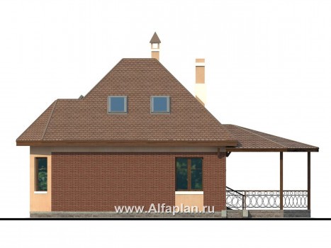 Проекты домов Альфаплан - «Душечка» - удобный дом для жизни и отдыха - превью фасада №4