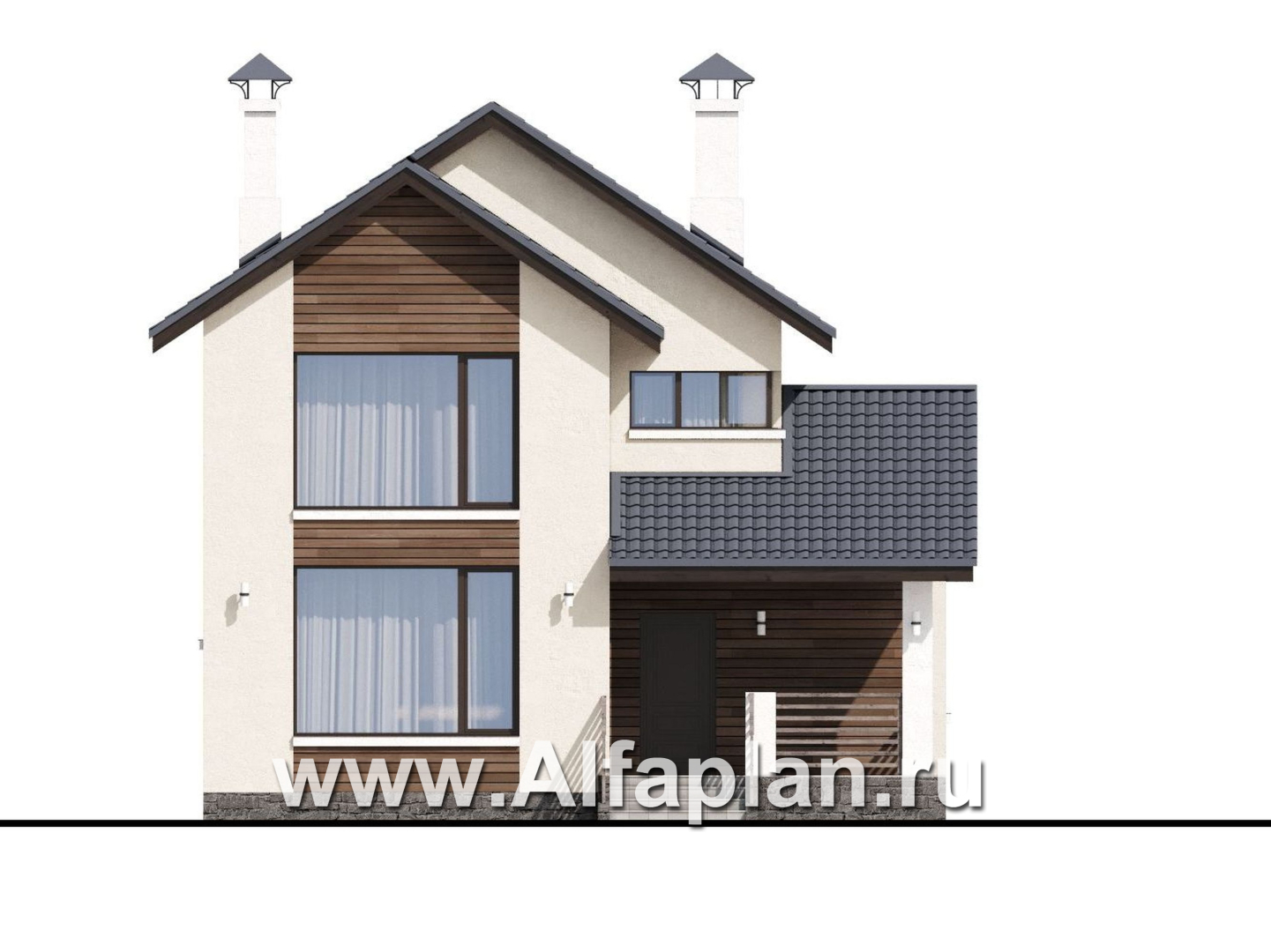 Проекты домов Альфаплан - «Весна» - проект экономичного и удобного дом - изображение фасада №1
