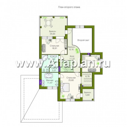 Проекты домов Альфаплан - «Строганов» - респектабельный коттедж с классической архитектурой - превью плана проекта №2