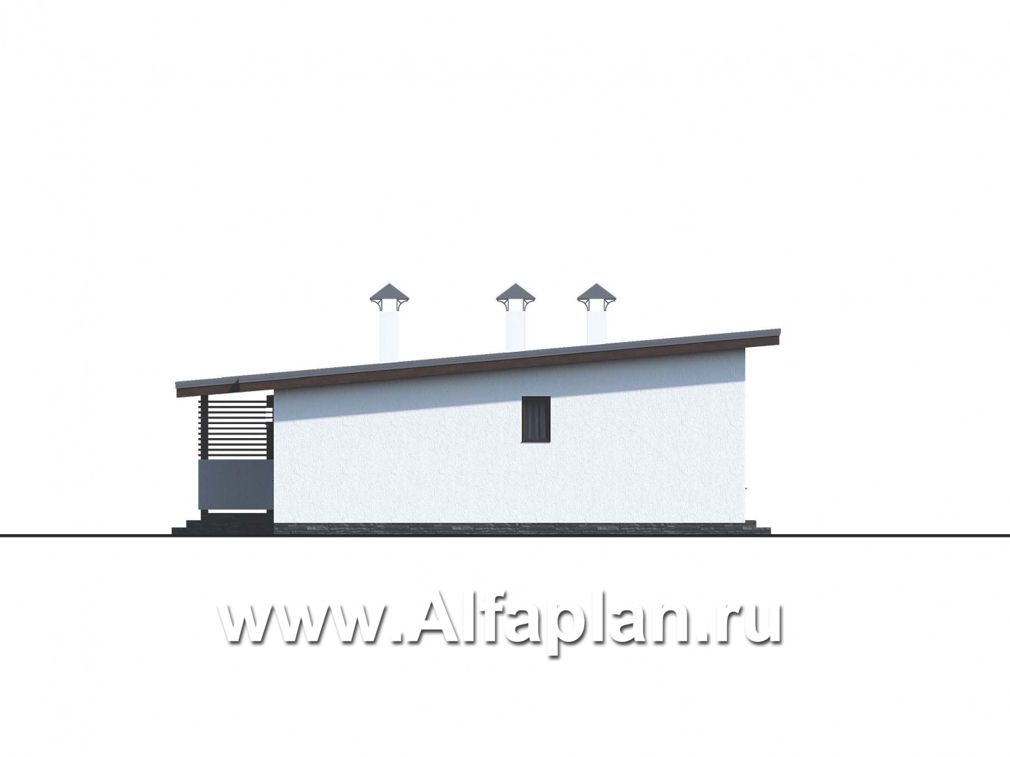Проекты домов Альфаплан - «Зита» -  проект одноэтажного дома, с террасой, в скандинавском стиле - изображение фасада №2
