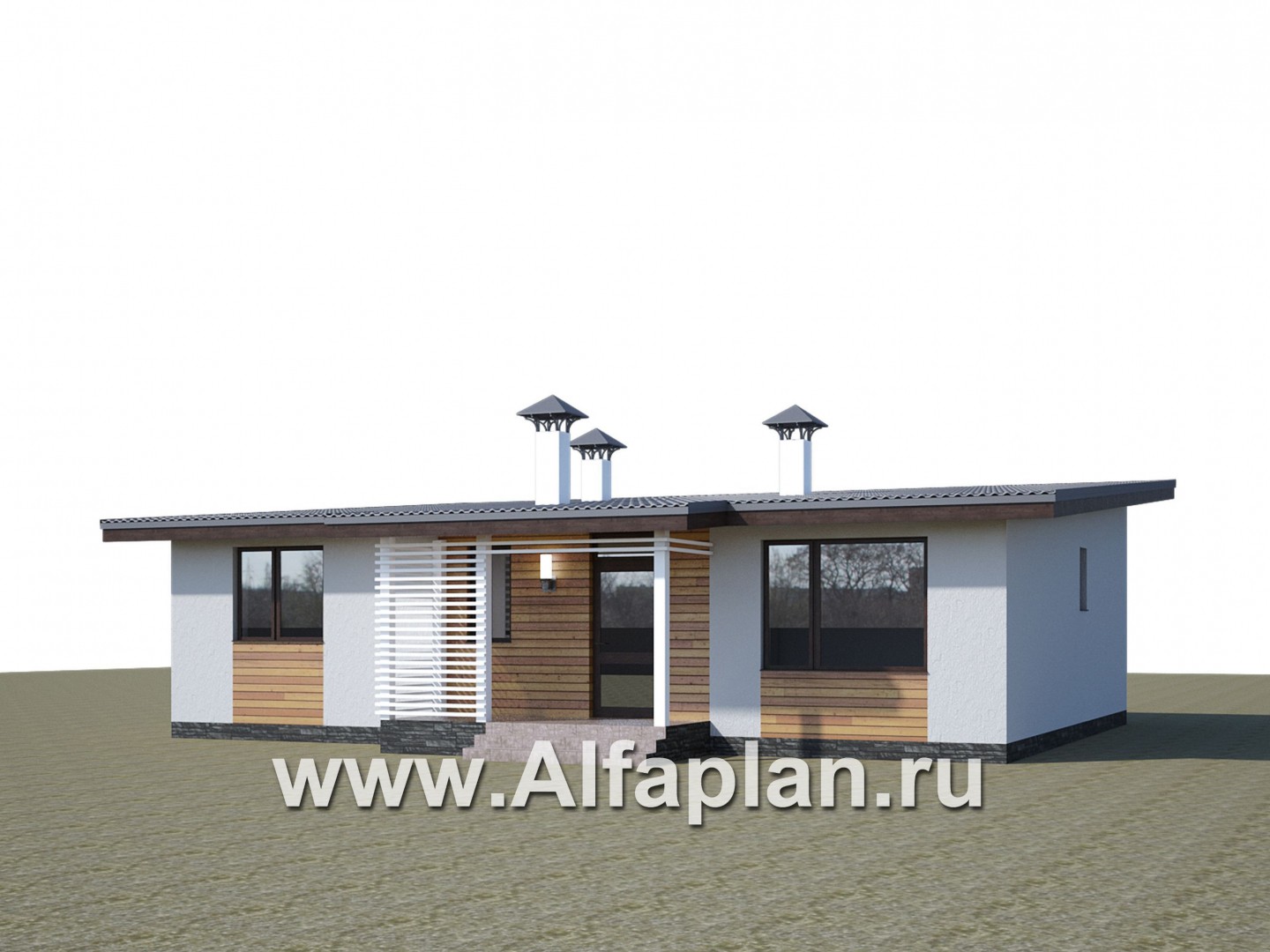 Проекты домов Альфаплан - «Зита» -  проект одноэтажного дома, с террасой, в скандинавском стиле - дополнительное изображение №2