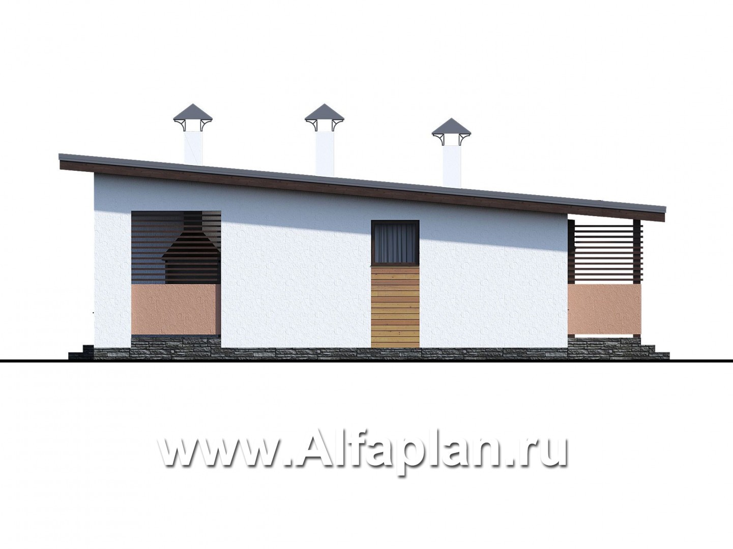 «Зита» -  проект одноэтажного дома, с сауной, с джакузи на террасе,  в скандинавском стиле - фасад дома