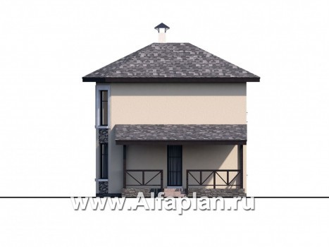 Проекты домов Альфаплан - Компактный дачный дом с террасой - превью фасада №2