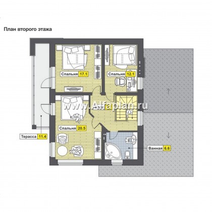 Проекты домов Альфаплан - Современный и рациональный двуxэтажный коттедж - превью плана проекта №2