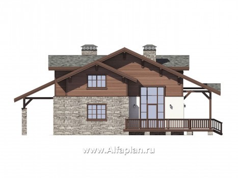 Проекты домов Альфаплан - Дом-шале с большой террасой - превью фасада №3