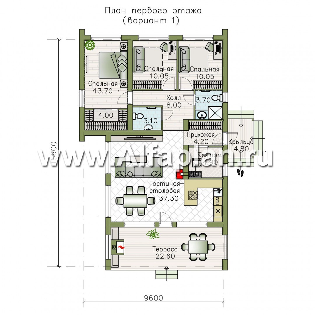 Проекты домов Альфаплан - «Лямбда» - просторный дом в современном стиле - изображение плана проекта №1
