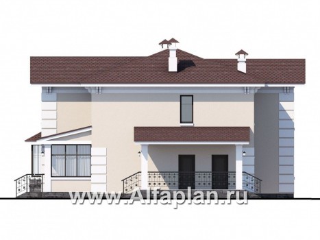 Проекты домов Альфаплан - «Галатея» - двухэтажный коттедж в традиционном стиле - превью фасада №2