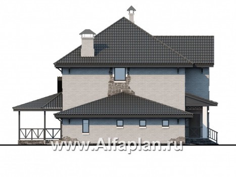 «Фабула» - проект двухэтажного дома с бильярдной в мансарде, с террасой и гаражом - превью фасада дома